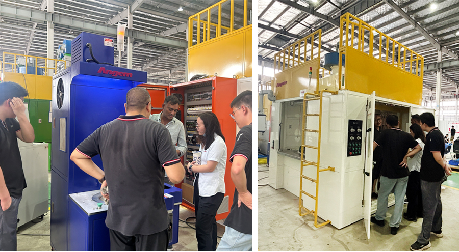 老客戶再信賴！印度客戶親臨安捷倫驗(yàn)收襯套縮徑機(jī)、自動(dòng)噴膠機(jī)